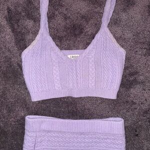 Lilith Lavender Cable Knit Midi Skirt